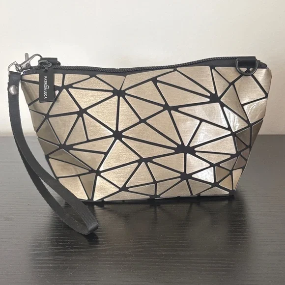 Patrizia Luca Gold and Black Geometric Clutch - Picture 1 of 7